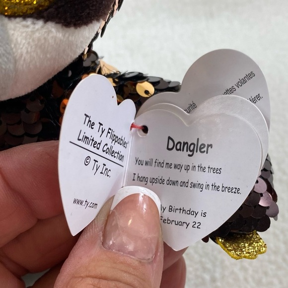 Vintage Ty Flippables ~ Sequins Collection 'Dangler' the Sloth‎ (6 inch) - Picture 4 of 10